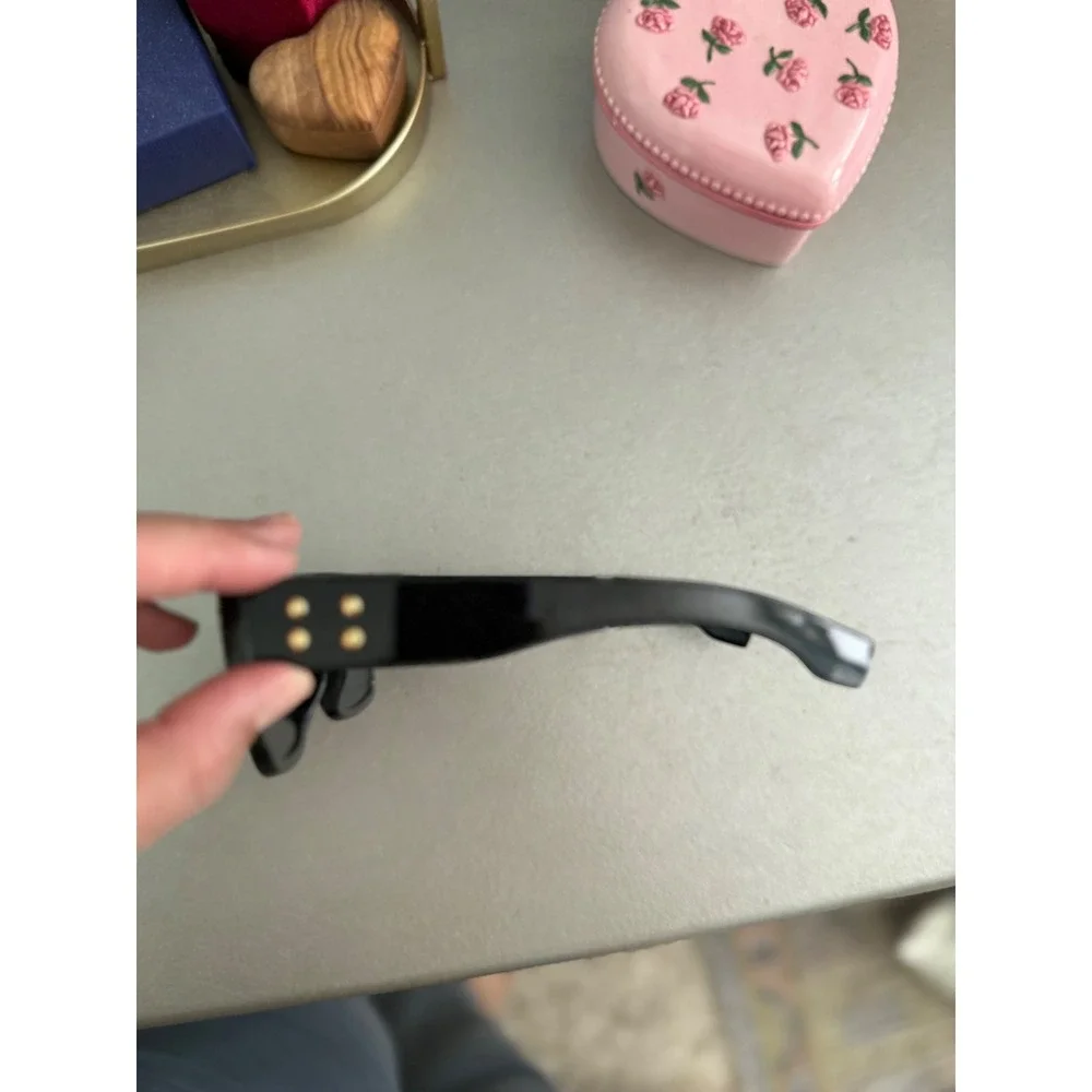 Free People Black Oversized Square Sunglasses Gold Studded Y2K Indie Sleaze NWT